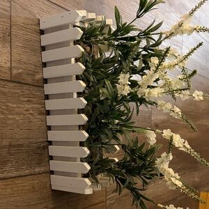 White Wooden Fence Planter with Greenery